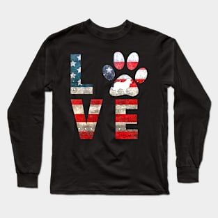 Patriotic Sheltie Dog Love Long Sleeve T-Shirt
